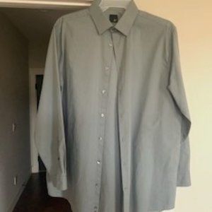 Grey Men's J Ferrar Button Up Dress Shirt XL 17-17.5 34-35 sleeve length